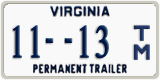 Virginia, Permanent Trailer (123-456 T/A)