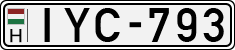 license plates of Hungary, Cars (1990)