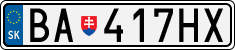 License plate of Slovakia, Cars