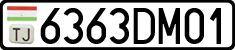 License plate of Tajikistan, Private owners (2009)