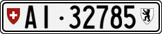 License plate of Switzerland, Cars