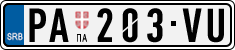 License plate of Serbia, Cars