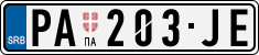License plate of Serbia, Cars