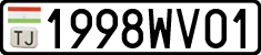 License plate of Tajikistan, Private owners (2009)