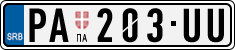 License plate of Serbia, Cars