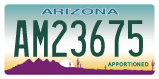 Arizona, Apportioned (AB-12345/AB12345)