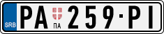 License plate of Serbia, Cars