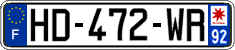 French license plate, SIV (ordinary)