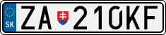 License plate of Slovakia, Cars