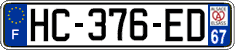 French license plate, SIV (ordinary)