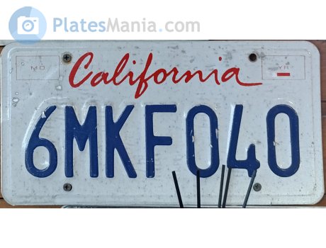 6MKF040, License plate without vehicle
