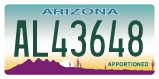 Arizona, Apportioned (AB-12345/AB12345)