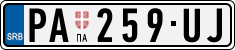 License plate of Serbia, Cars