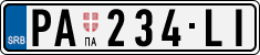 License plate of Serbia, Cars