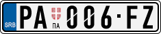 License plate of Serbia, Cars