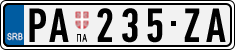 License plate of Serbia, Cars