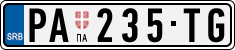 License plate of Serbia, Cars