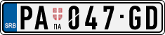 License plate of Serbia, Cars