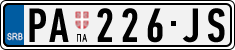 License plate of Serbia, Cars