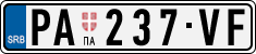 License plate of Serbia, Cars