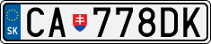 License plate of Slovakia, Cars