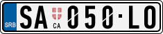 License plate of Serbia, Cars