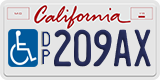 California, Vehicles for disabled persons (D/PXXXXX, XXXXXD/P, DP12345)