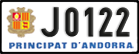 License plate of Andorra, Cars (A 1234)