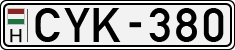 license plates of Hungary, Cars (1990)