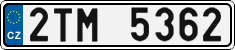License plate of the Czech Republic, Cars (2001)