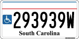 South Carolina, Vehicles for disabled persons (123456W)