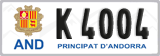 License plate of Andorra, Cars (A 1234)