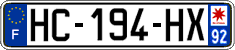 French license plate, SIV (ordinary)