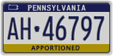 Pennsylvania, Specialty plates (AB-123XX)
