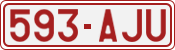 License plate of Belgium, 1951 year system