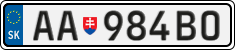License plate of Slovakia, Cars