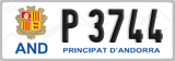 License plate of Andorra, Cars (A 1234)