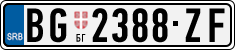 License plate of Serbia, Cars