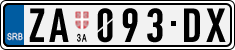 License plate of Serbia, Cars