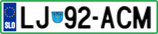 License plate of Slovenia, Cars