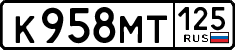 License plate Russia, Cars