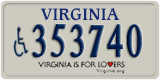 Virginia, Vehicles for disabled persons (#1234XX)