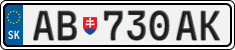 License plate of Slovakia, Cars