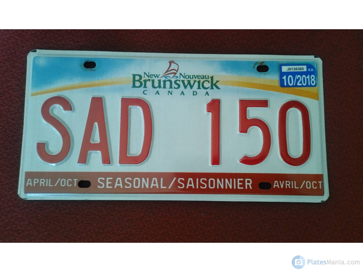 SAD 150, License plate without vehicle 