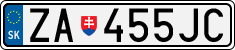 License plate of Slovakia, Cars