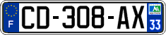 French license plate, SIV (ordinary)