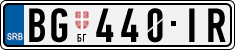 License plate of Serbia, Cars