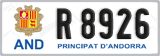 License plate of Andorra, Cars (A 1234)