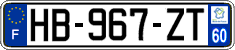 French license plate, SIV (ordinary)
