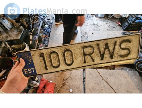 100 RWS, License plate without vehicle